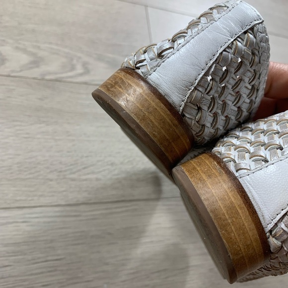 Pertini White Silver Leather Woven Loafer Flats - Picture 4 of 12